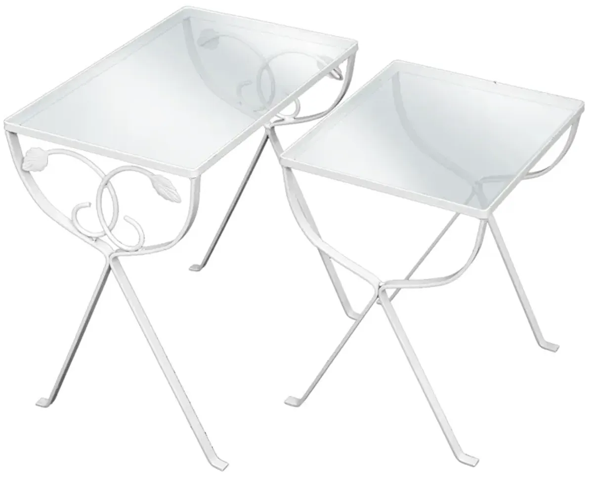 Iron Patio Nesting Tables; set/2 - White