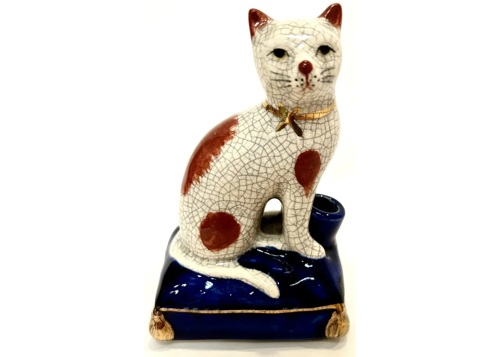 Staffordshire-Style Cat Pen Holdelr - White