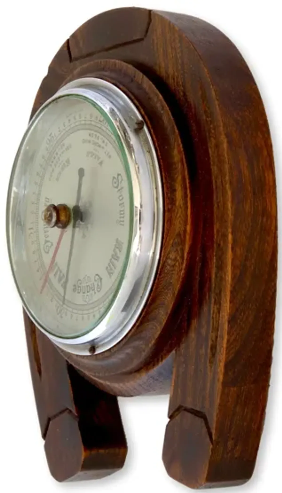 English "Horseshoe" Wall Mount Barometer - Brown