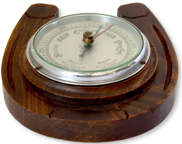 English "Horseshoe" Wall Mount Barometer - Rose Victoria - Brown