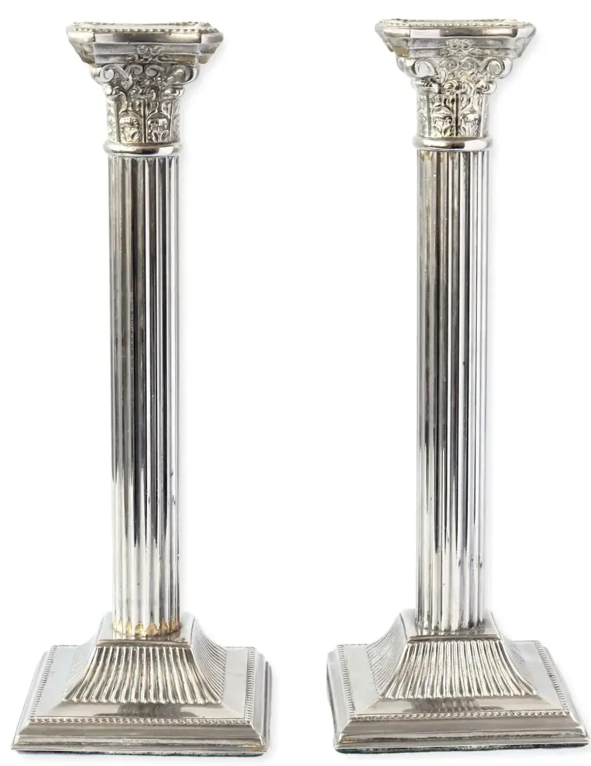 Vintage Silver-Plate Column Candlesticks