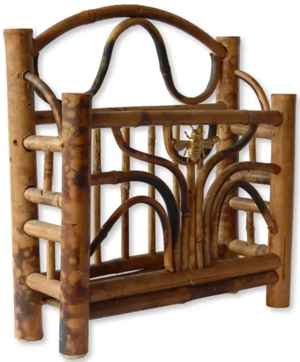 French Bamboo Letter Holder w/Brass Bee