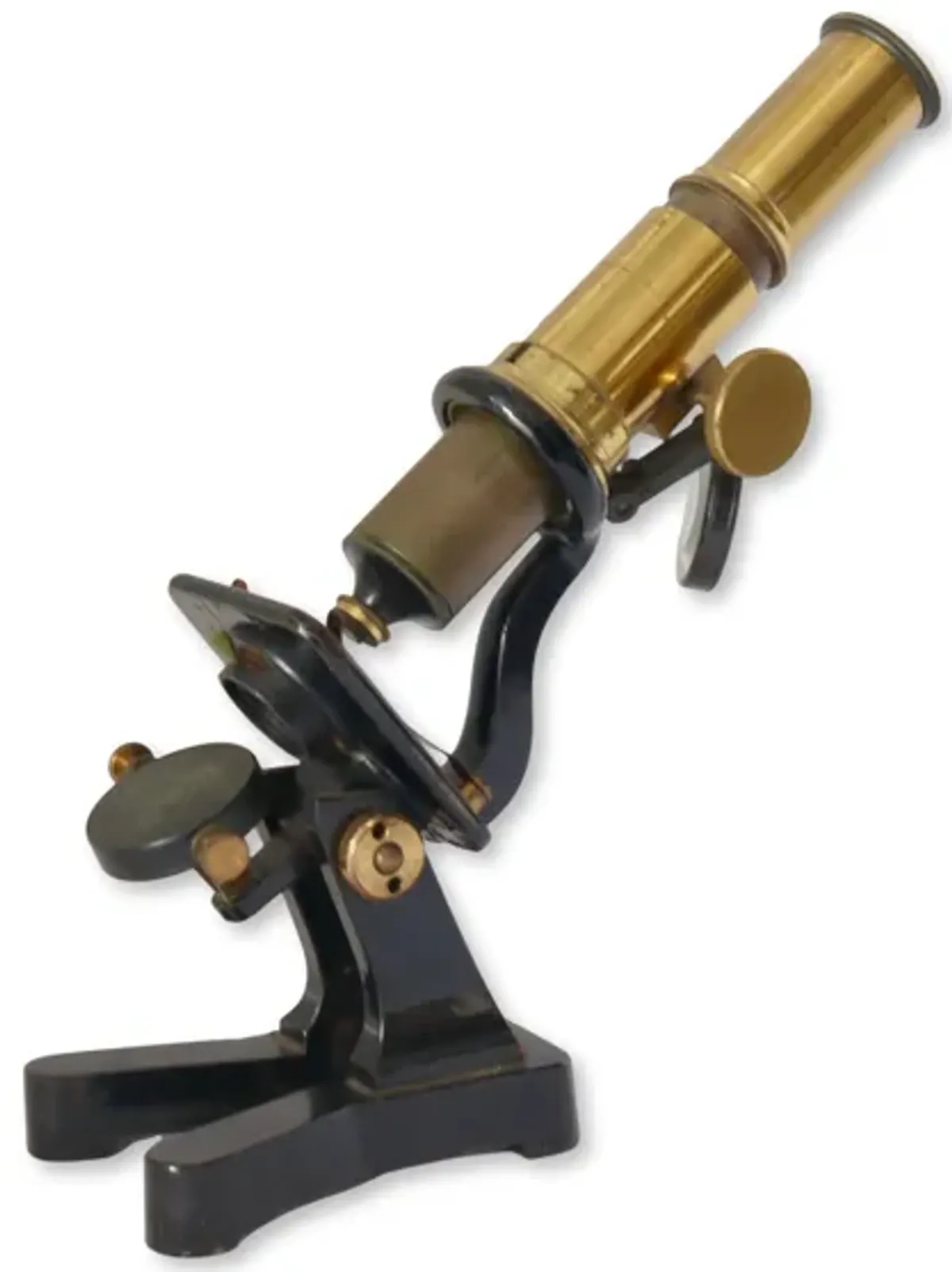 Antique Brass and Metal Microscope - Brown