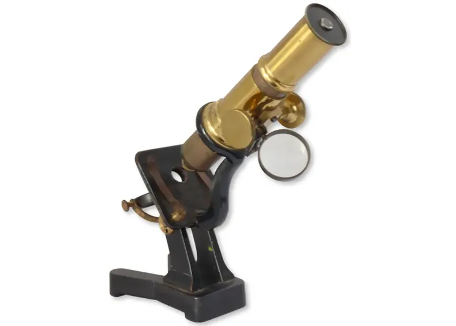 Antique Brass and Metal Microscope - Brown