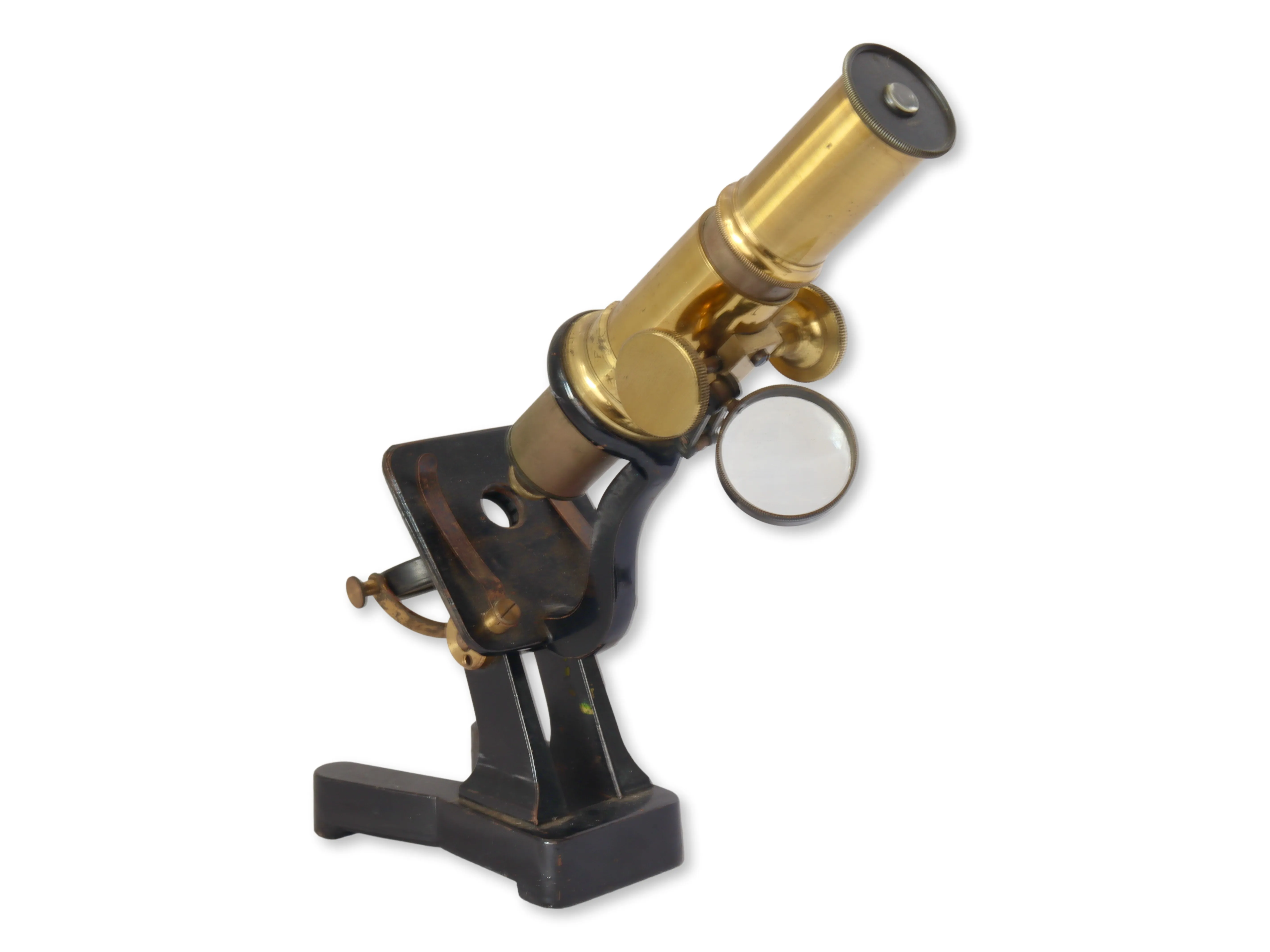 Antique Brass and Metal Microscope - Brown