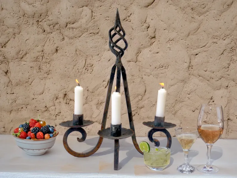 Early California Wrought Iron Candelabra - Black