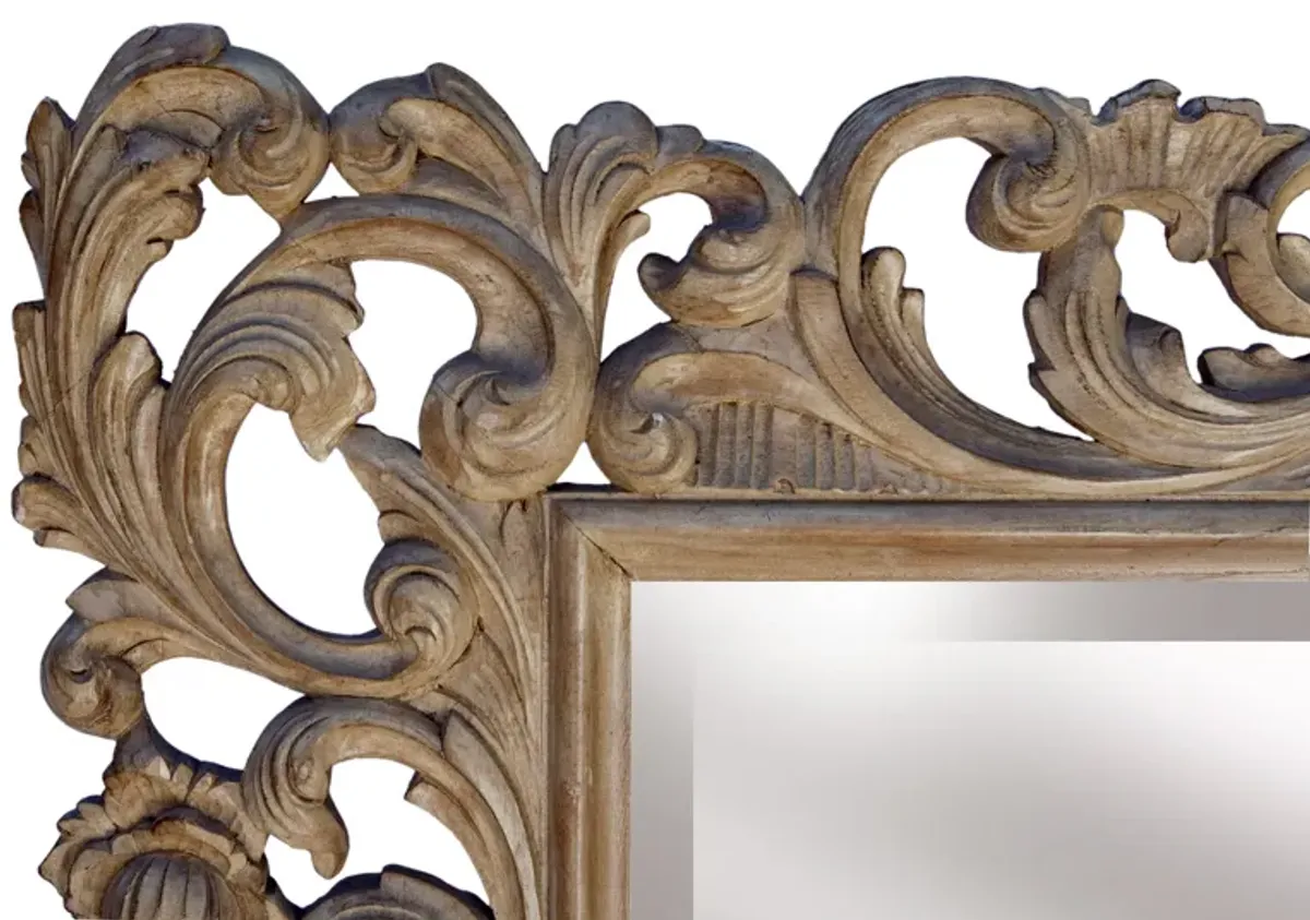 Large Hand Carved Wood Mirror - Fleur de Lex Antiques - Gold