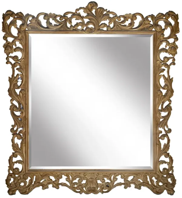 Large Hand Carved Wood Mirror - Fleur de Lex Antiques - Gold