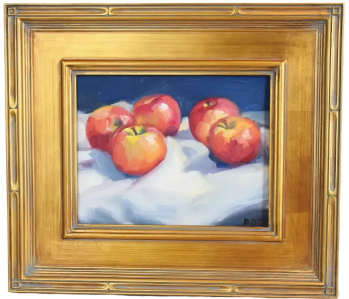 Impressionist Tablescape Apples Painting - Red