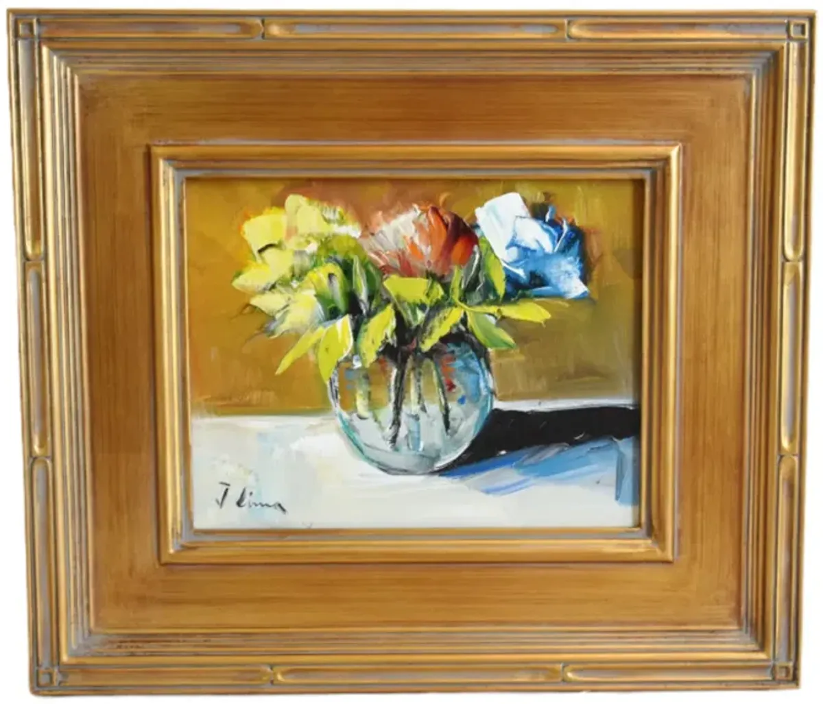 Beautiful Bouquet Flowers Oil Painting - Green