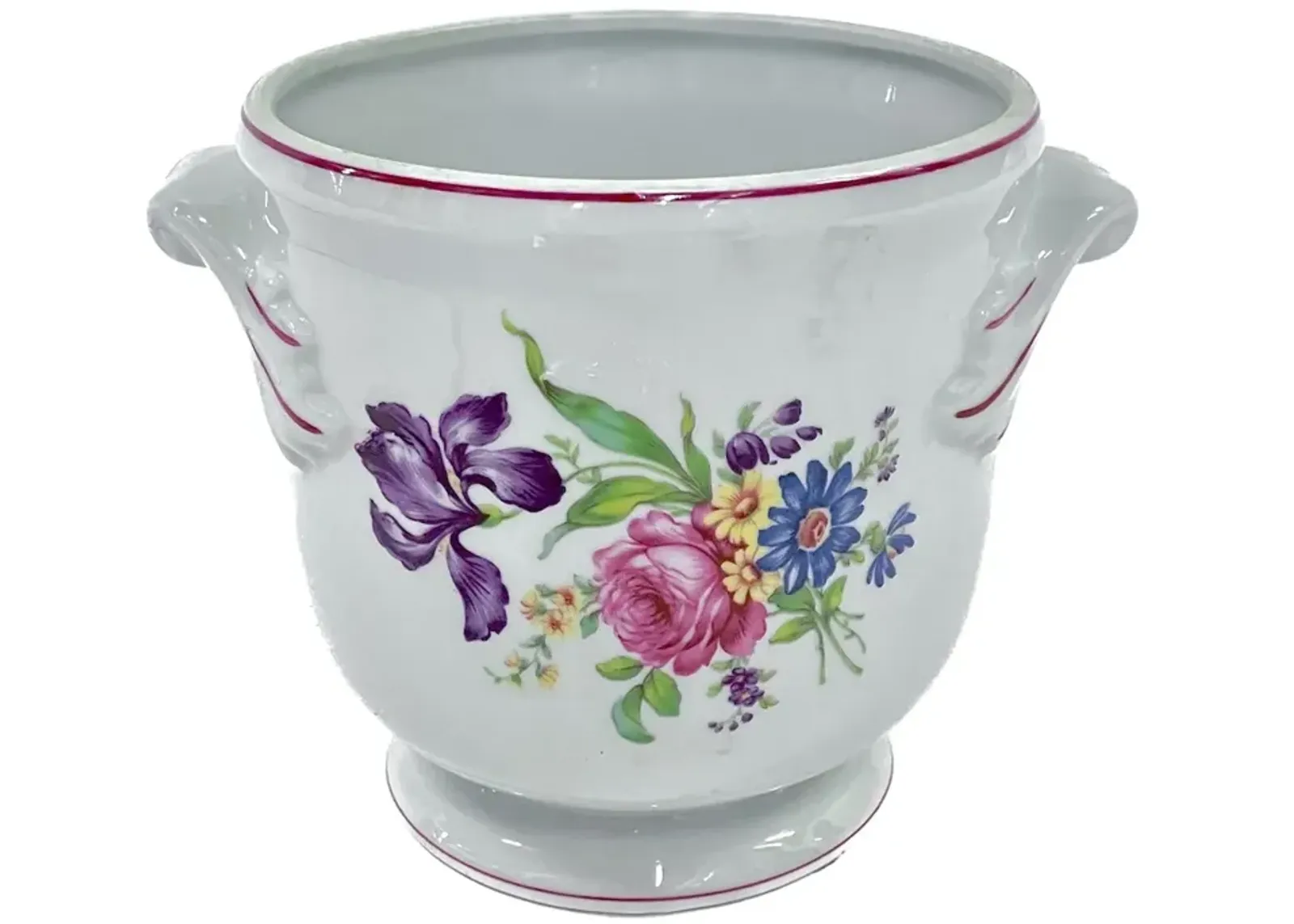 Porcelain Portuguese Floral Cachepot