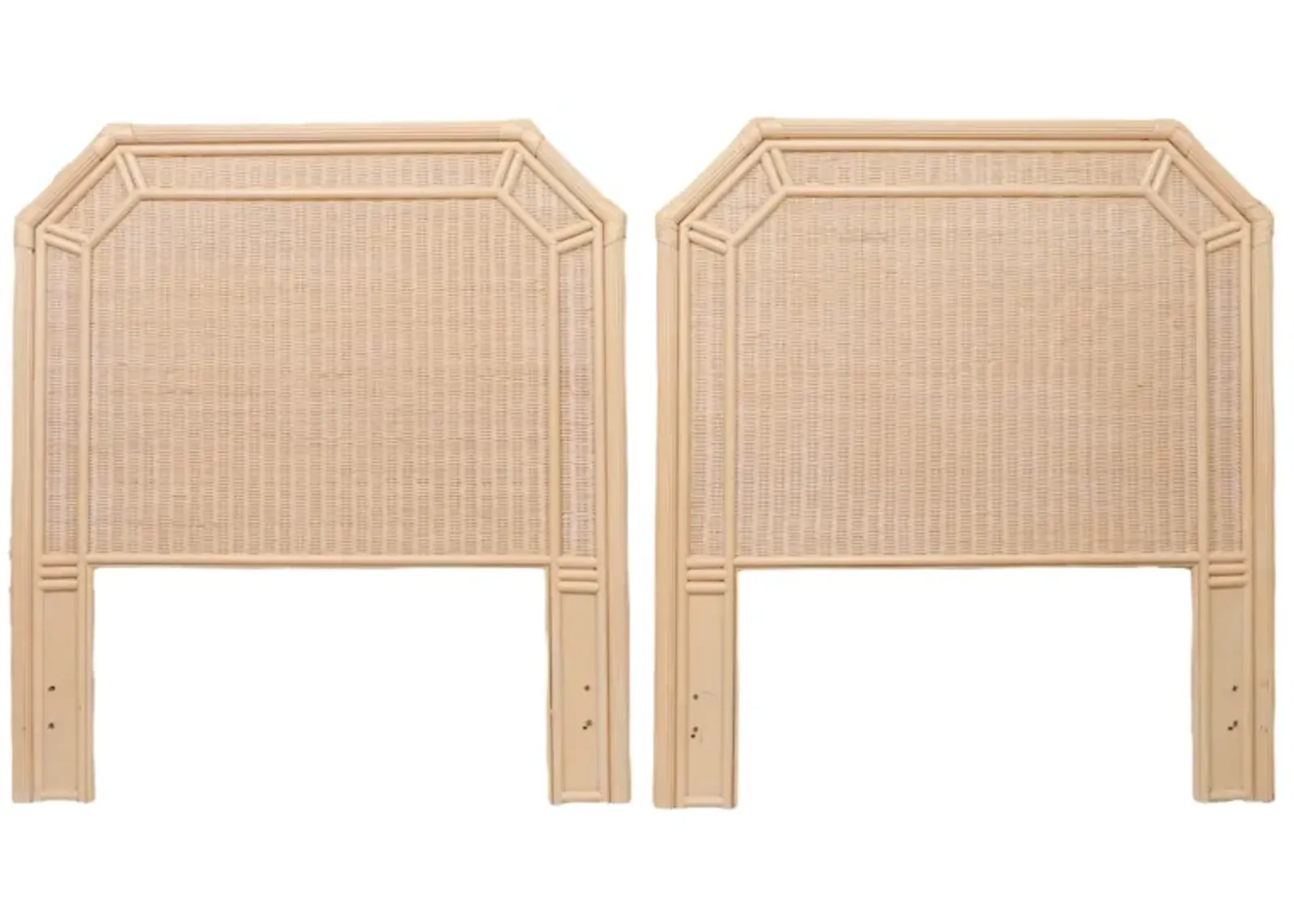 Twin Tan Wicker Headboards - a Pair - Brown