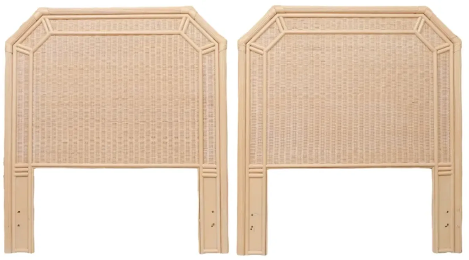 Twin Tan Wicker Headboards - a Pair - Brown