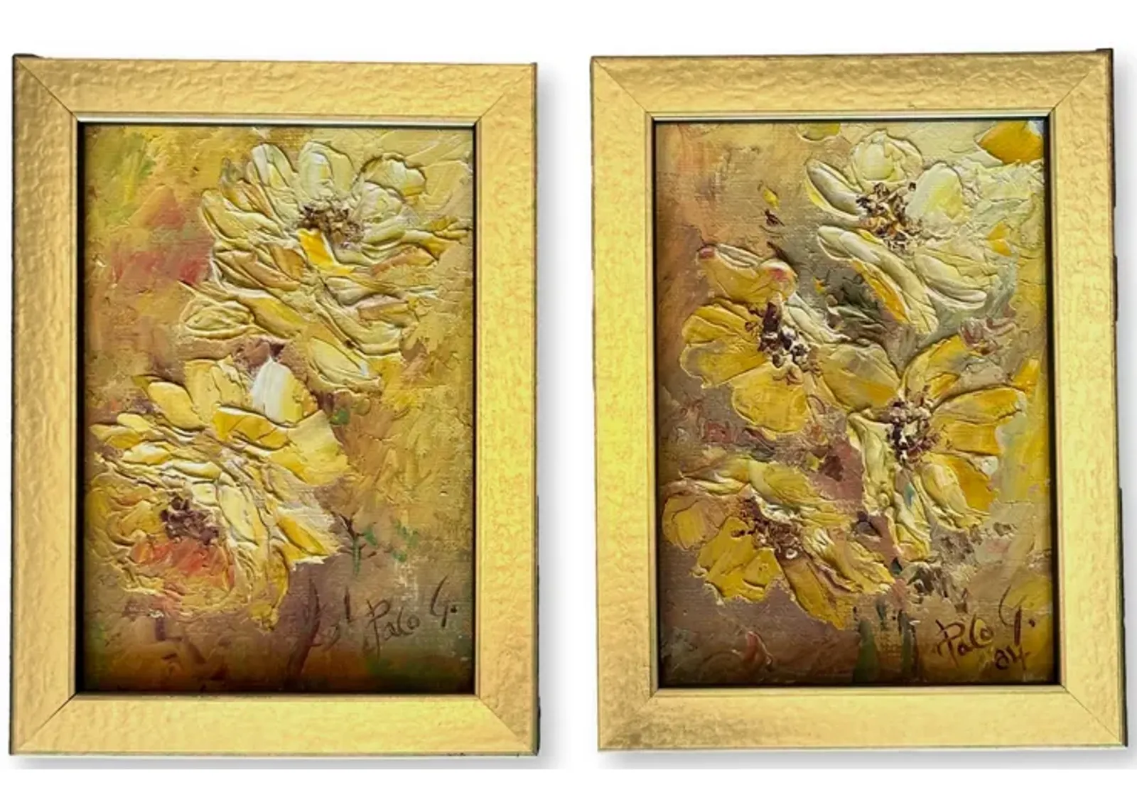 Limited Edition - Petit Framed Floral Paintings - Set of 2 - Gold