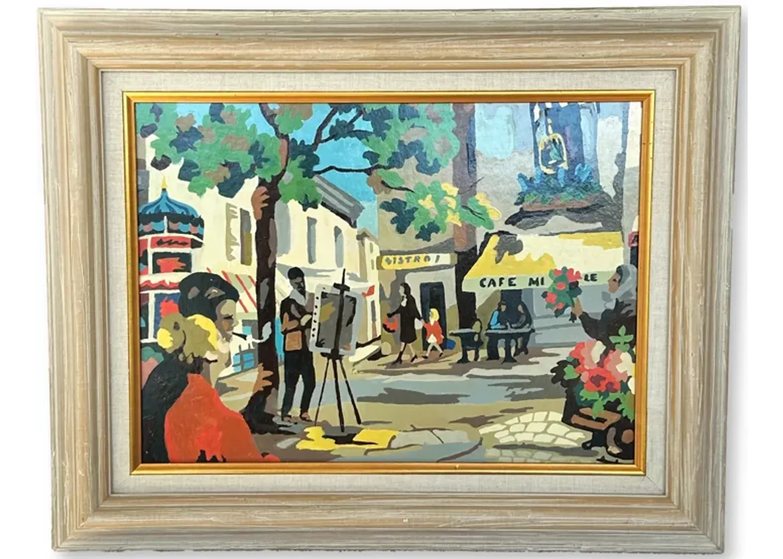 Midcentury Paris Street Painting - Blue