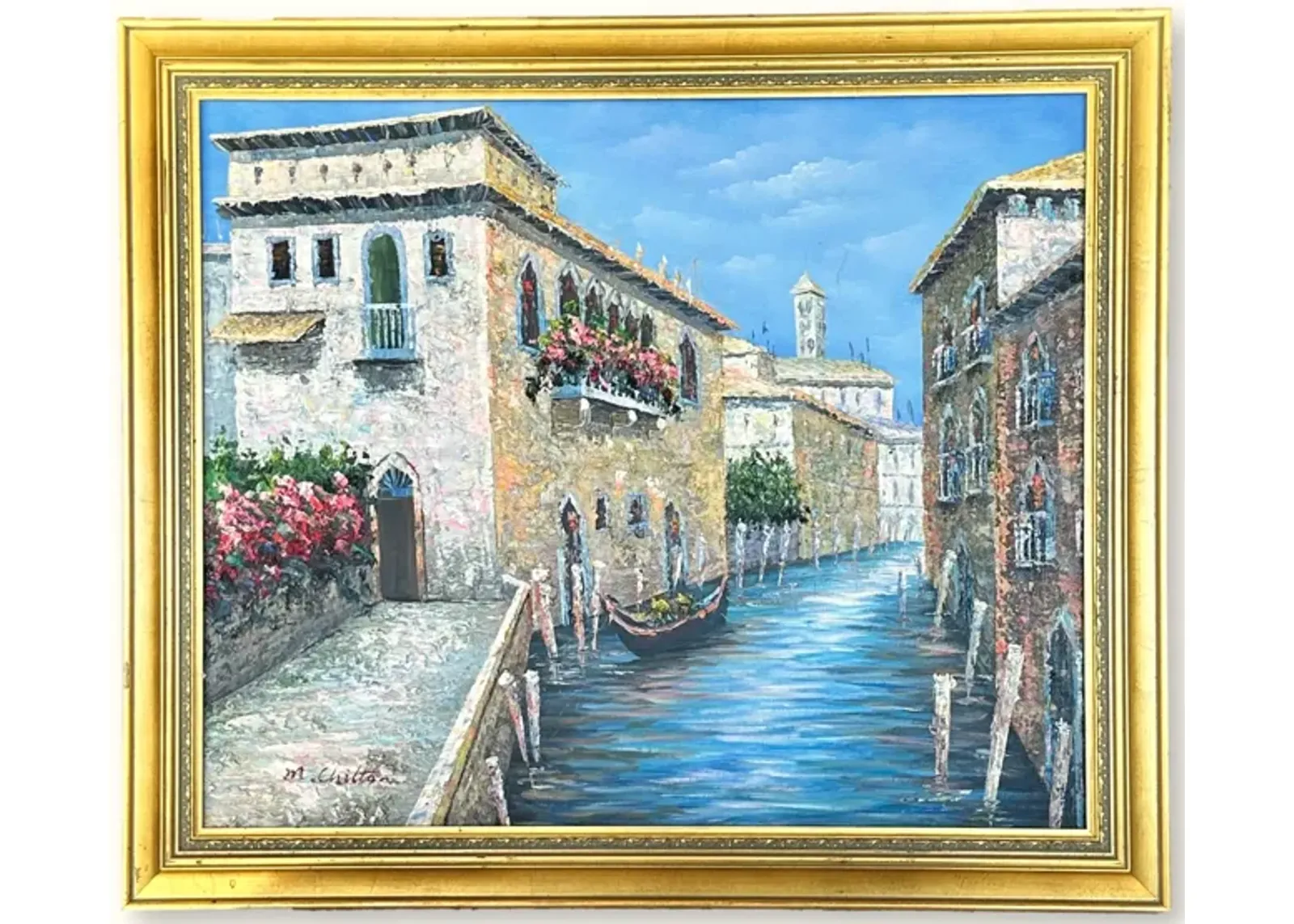 Framed Painting - Venice Canal & Gondola - Blue