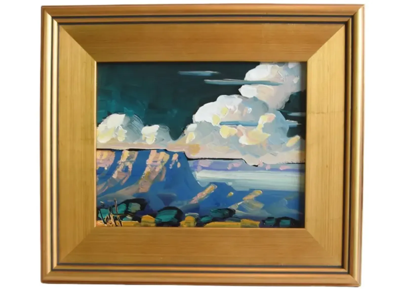 Wm. Hawkins Clouds & Landscape Painting - Blue