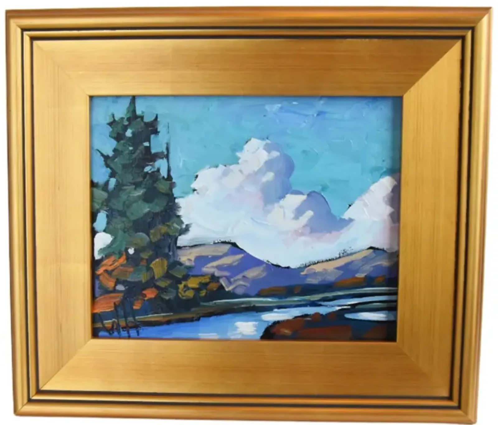 Wm. Hawkins River Landscape Painting - Blue