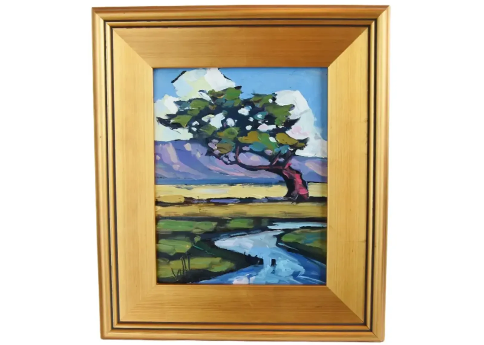 Wm. Hawkins River Landscape Painting - Blue