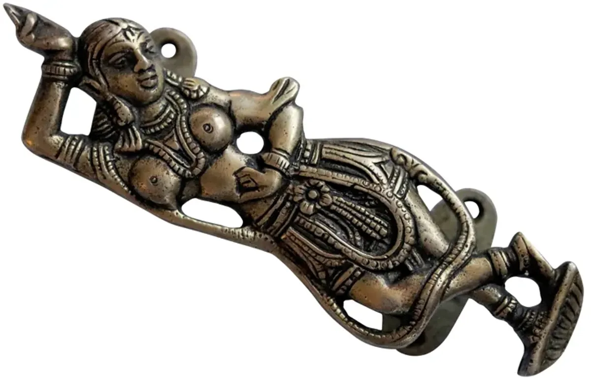 Indian Dancer Brass Door Handles - a Pair - Black