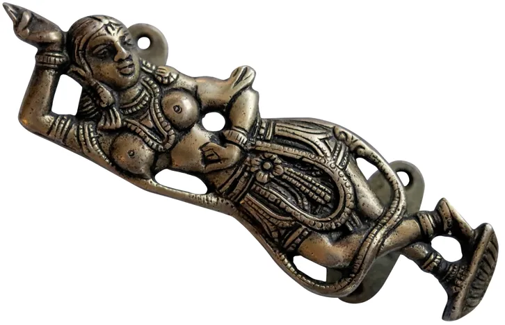 Indian Dancer Brass Door Handles - a Pair - Black