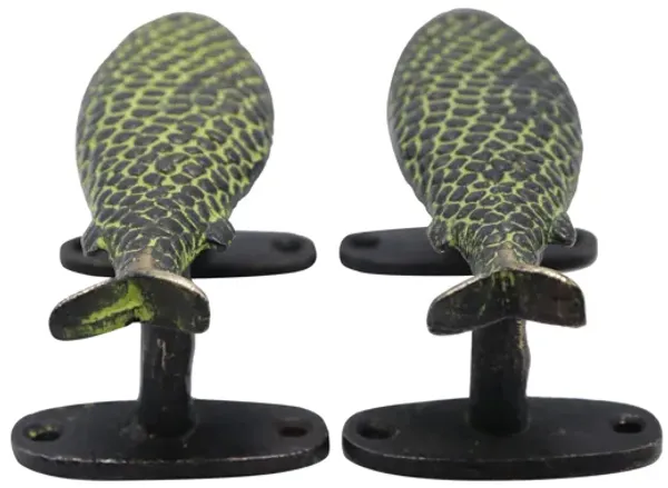 Green Brass Fish Door Handles - a Pair - Interesting Things