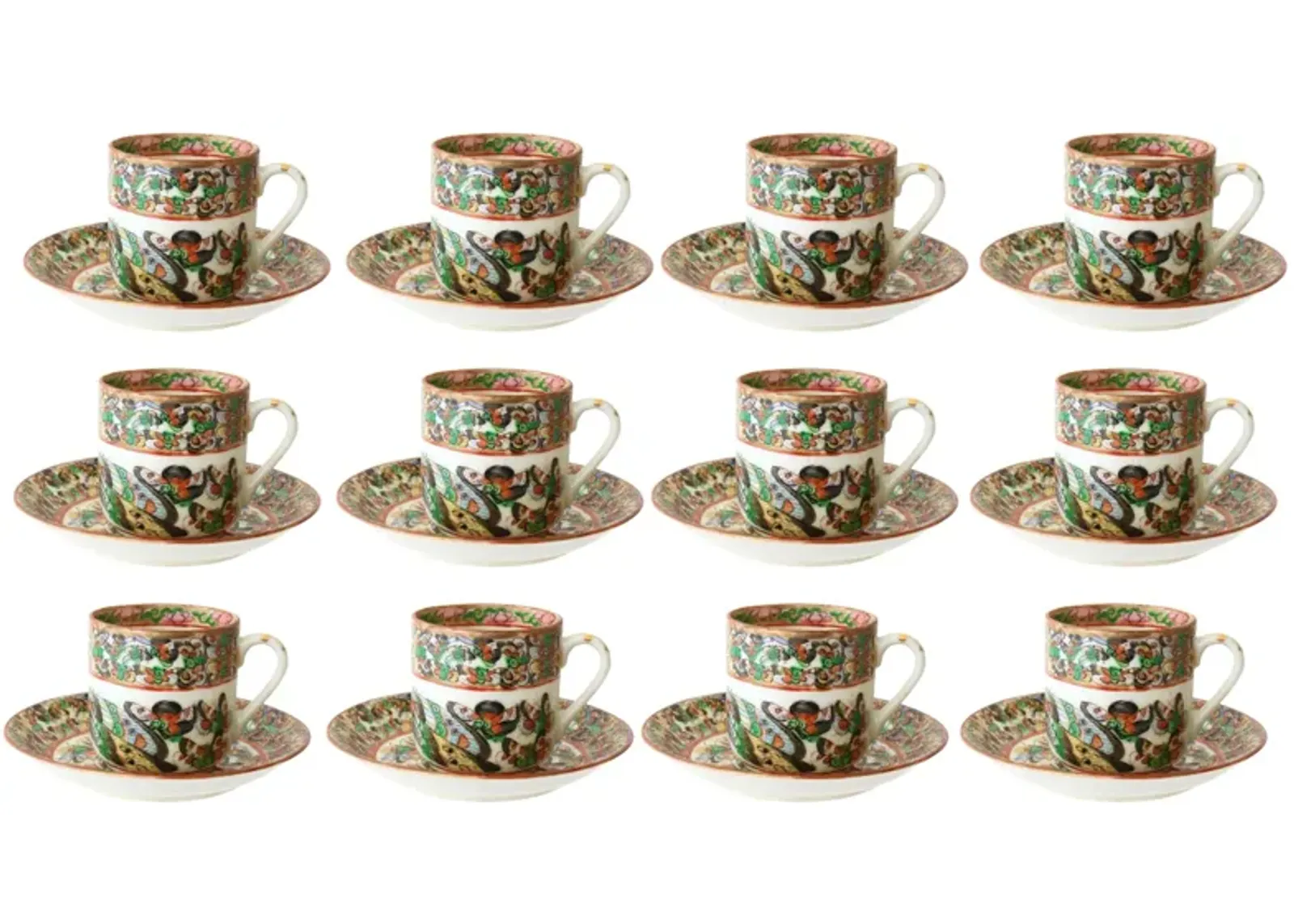 Chinese Thousand Butterfly Espresso Set of 12 - Green