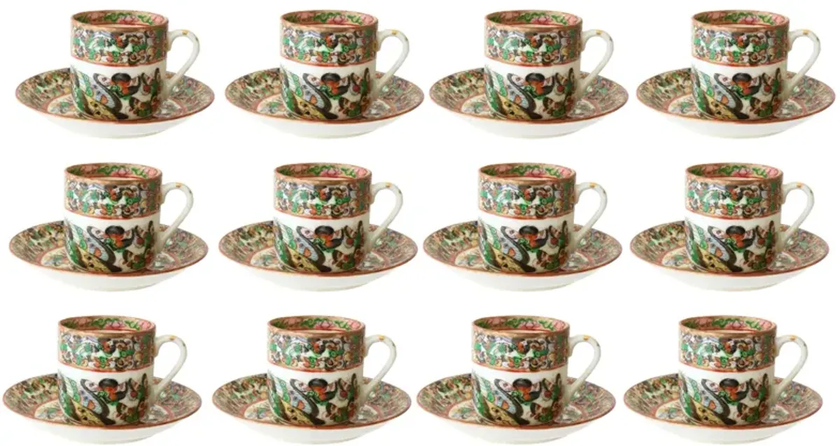 Chinese Thousand Butterfly Espresso Set of 12 - Green