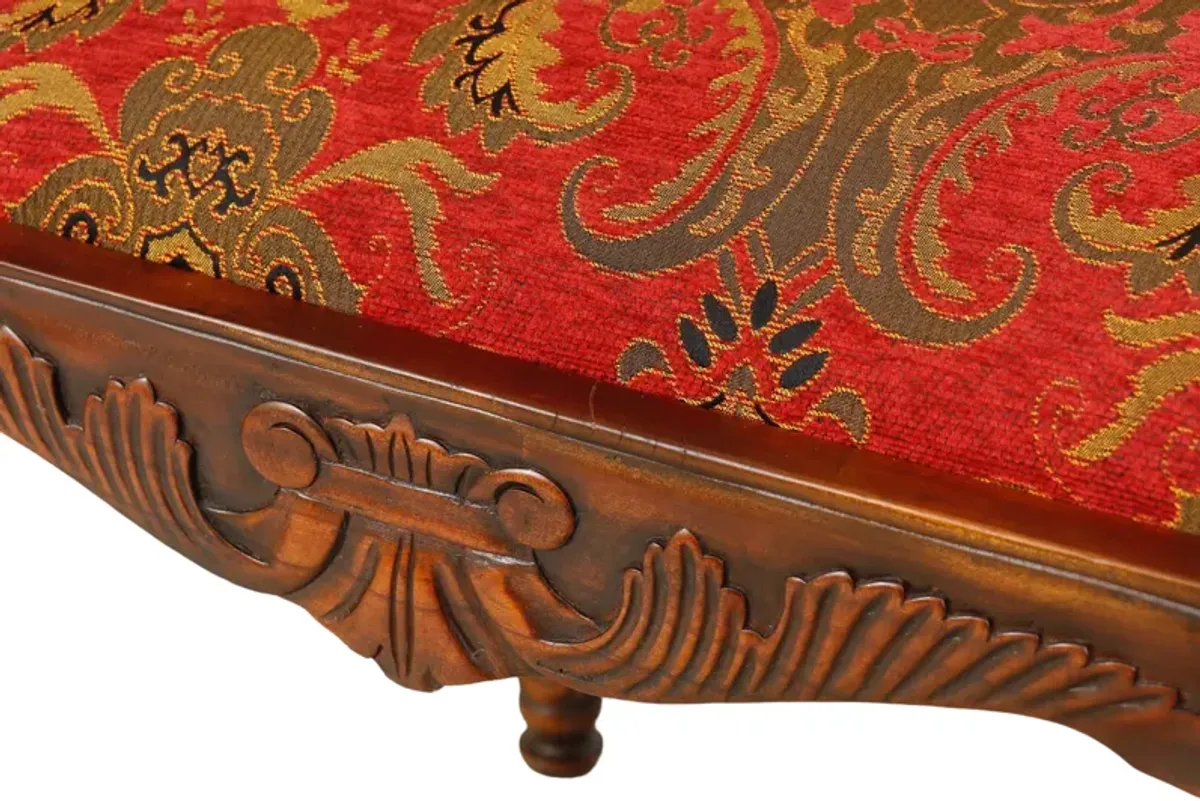 1910 Walnut Parlor Settee - Red