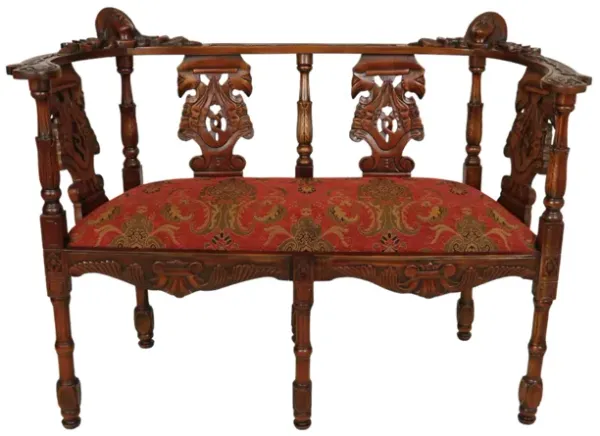 1910 Walnut Parlor Settee - Interesting Things - Red