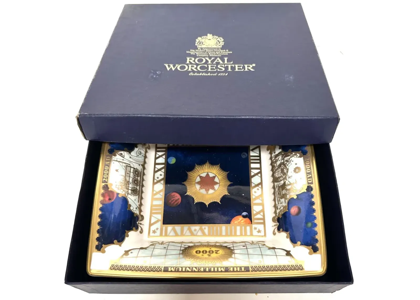 Royal Worcester Millennium Tray in Box - blue