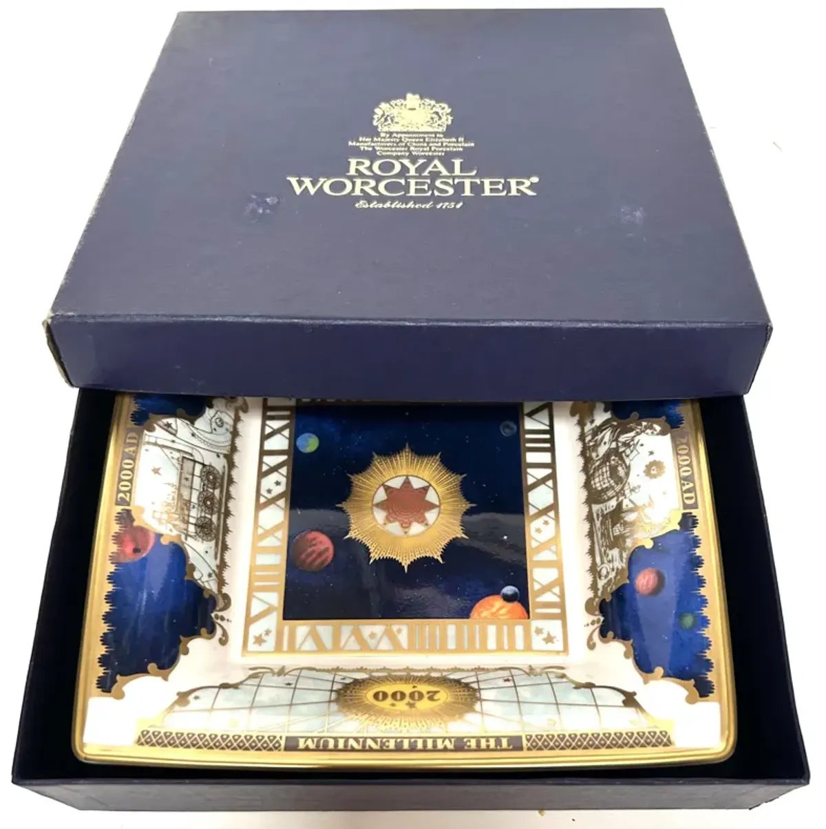 Royal Worcester Millennium Tray in Box - blue