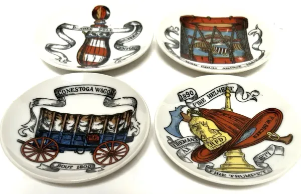 Fornasetti/Style MCM Americana Coasters - The Emporium Ltd. - blue