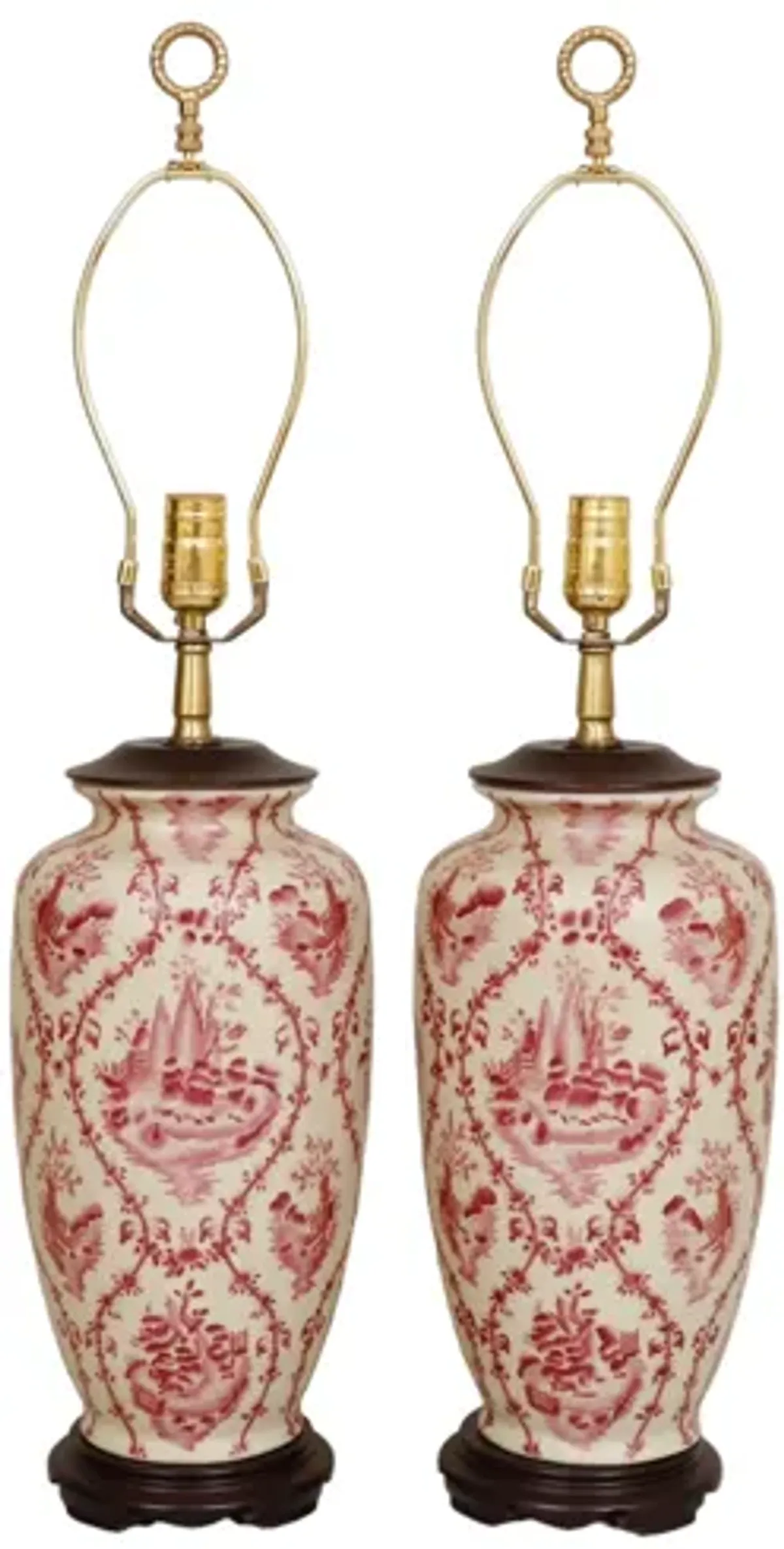 Delft Style Ceramic Table Lamps - a Pair - Red