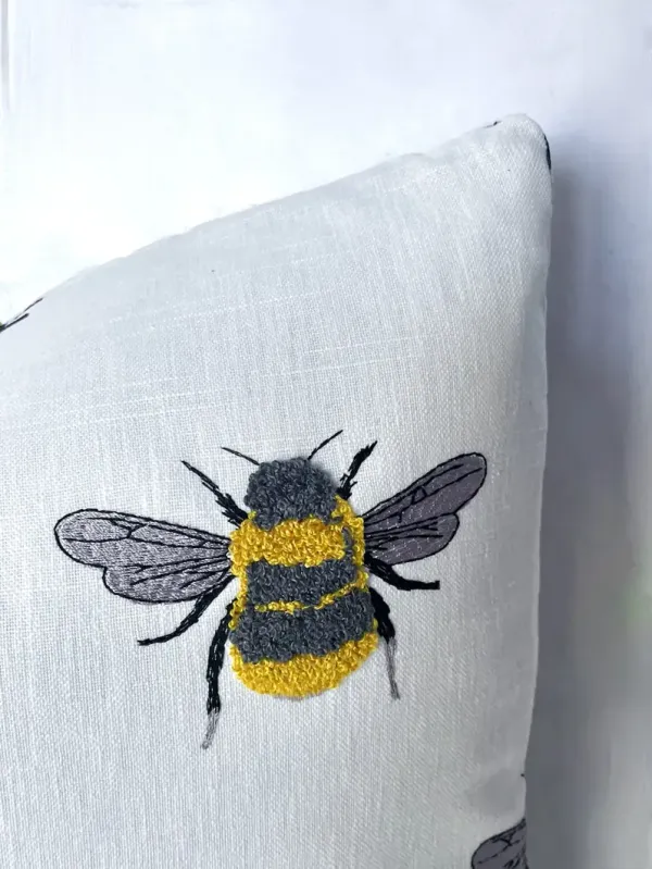 Bee Pattern Embroidered Pillows - Set of 2