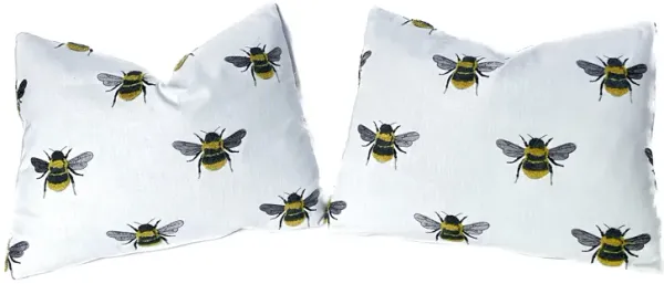 Bee Pattern Embroidered Pillows - Set of 2