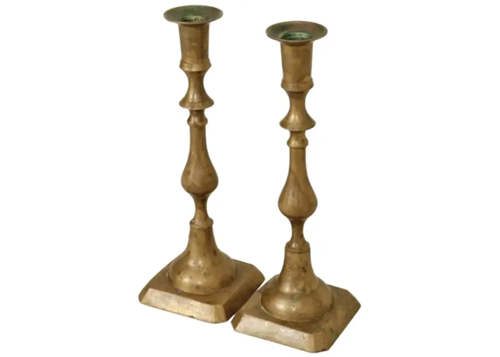 Traditional Brass Candlestick Holders - Gold