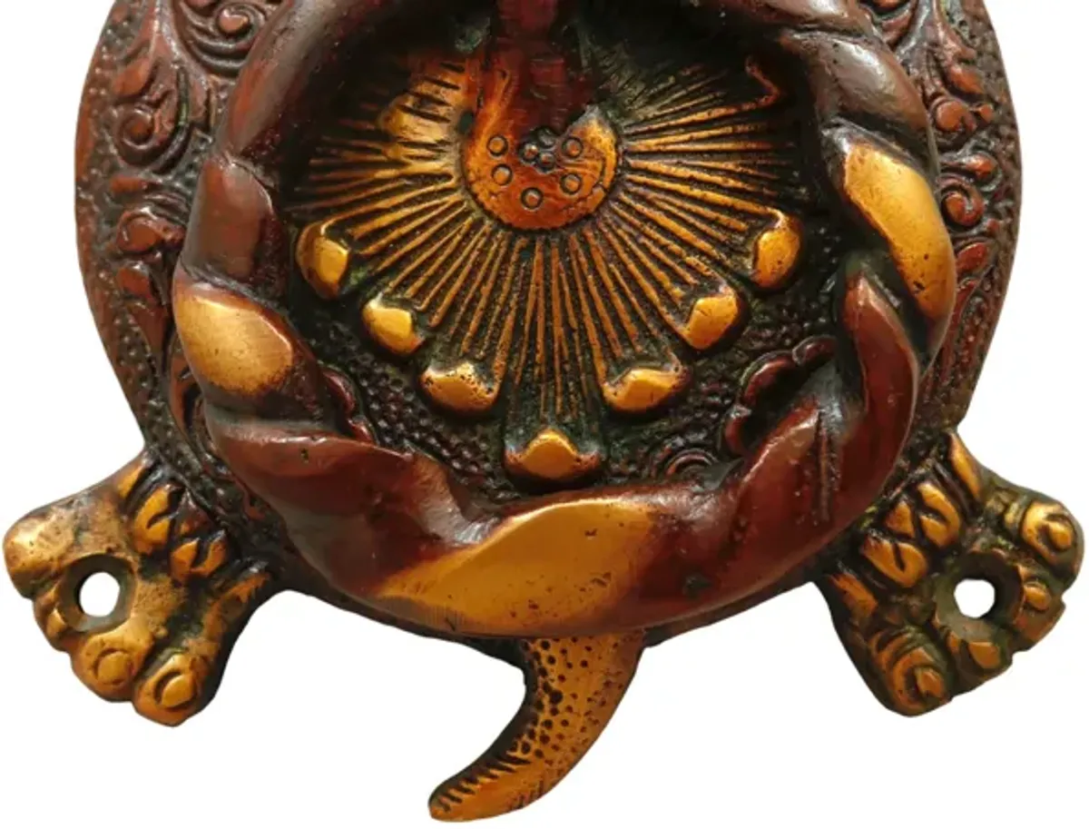 Red Brass Turtle Door Knocker