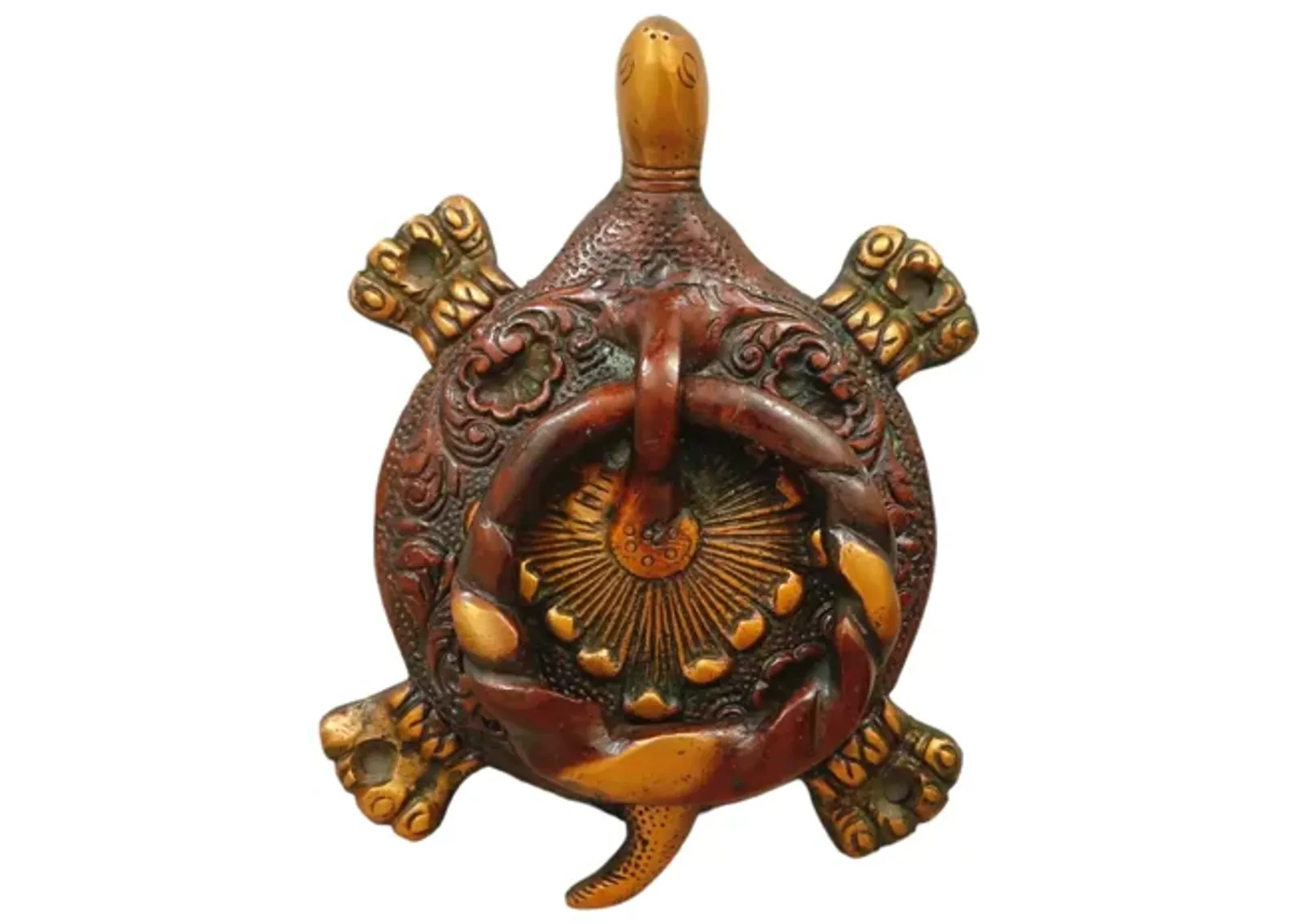 Red Brass Turtle Door Knocker