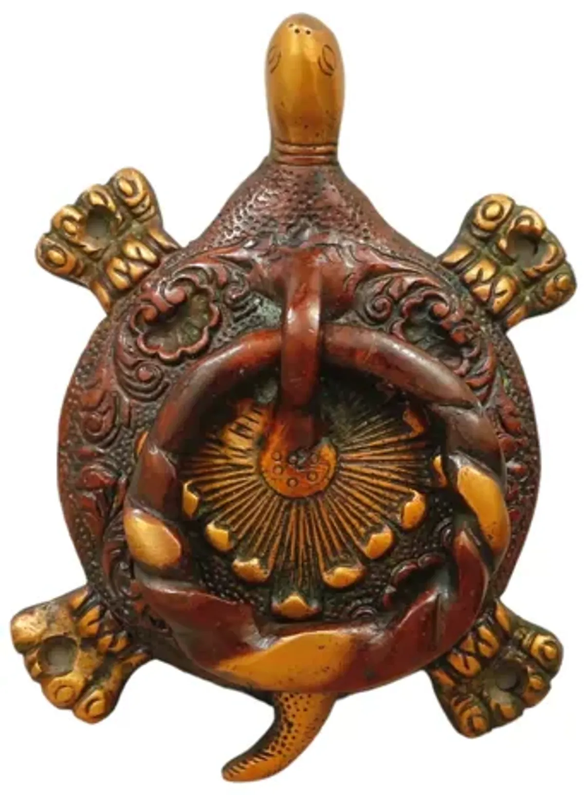 Red Brass Turtle Door Knocker