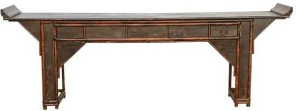 Antique Bamboo Long Chinoiserie Console - de-cor