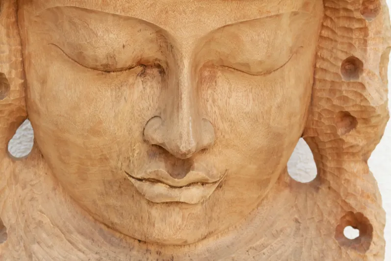 Lovely Carved Oversized Teak Buddha