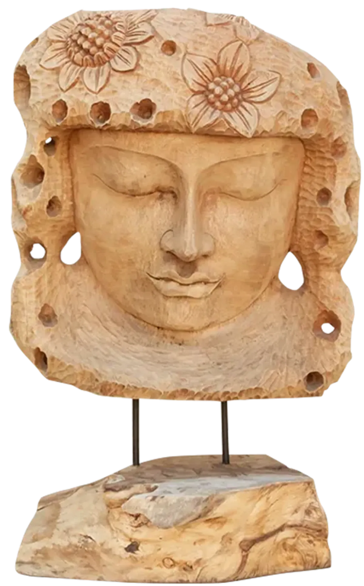 Lovely Carved Oversized Teak Buddha