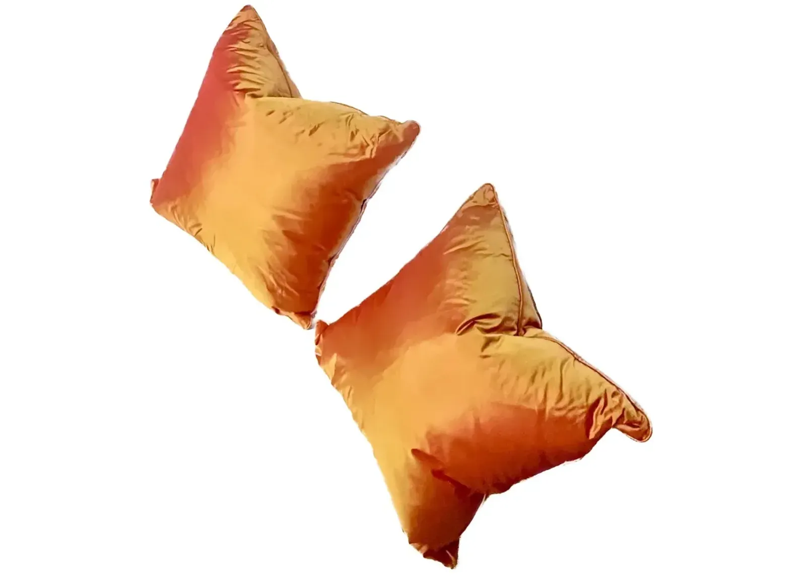 Orange Silk Decorative Pillows - Set of 2