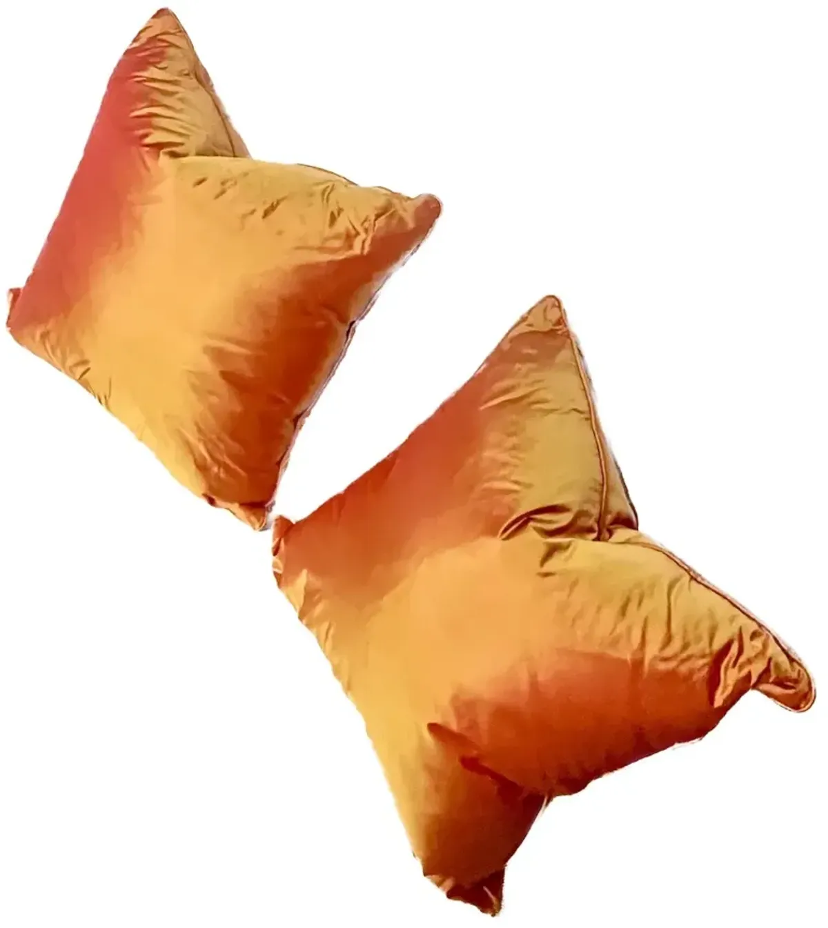 Orange Silk Decorative Pillows - Set of 2