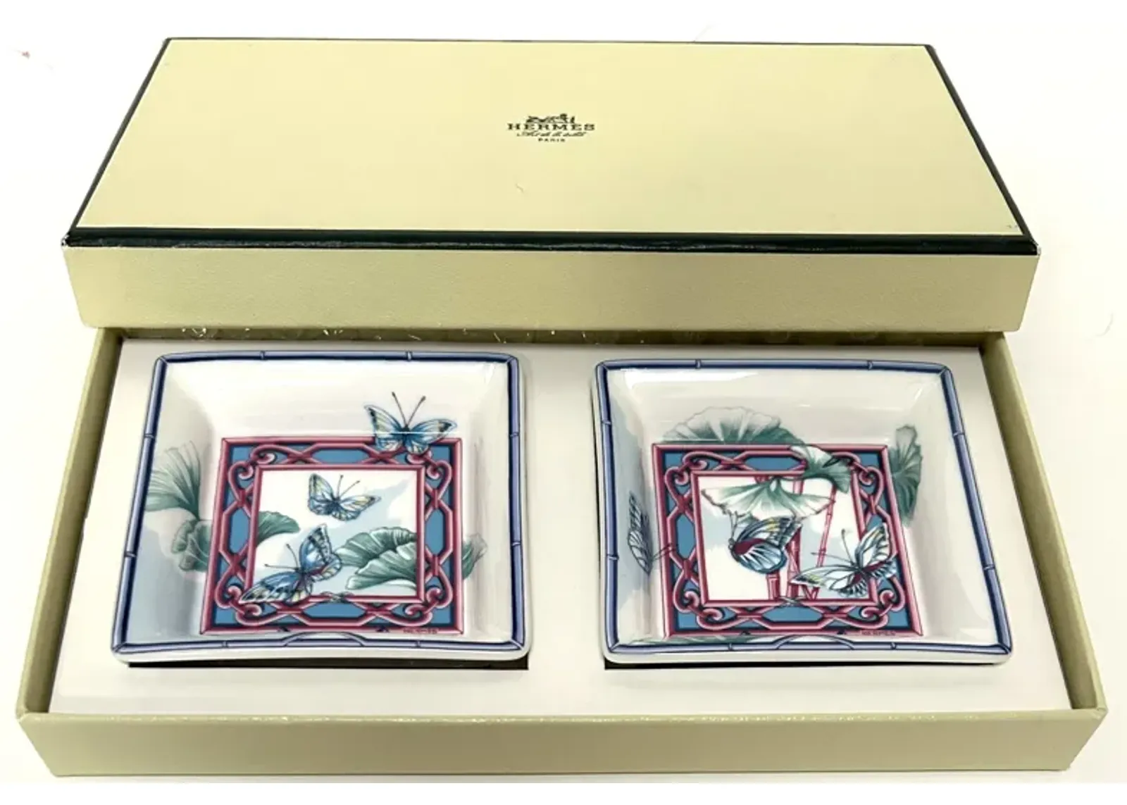 Hermes French Butterfly Trays in Box - Blue