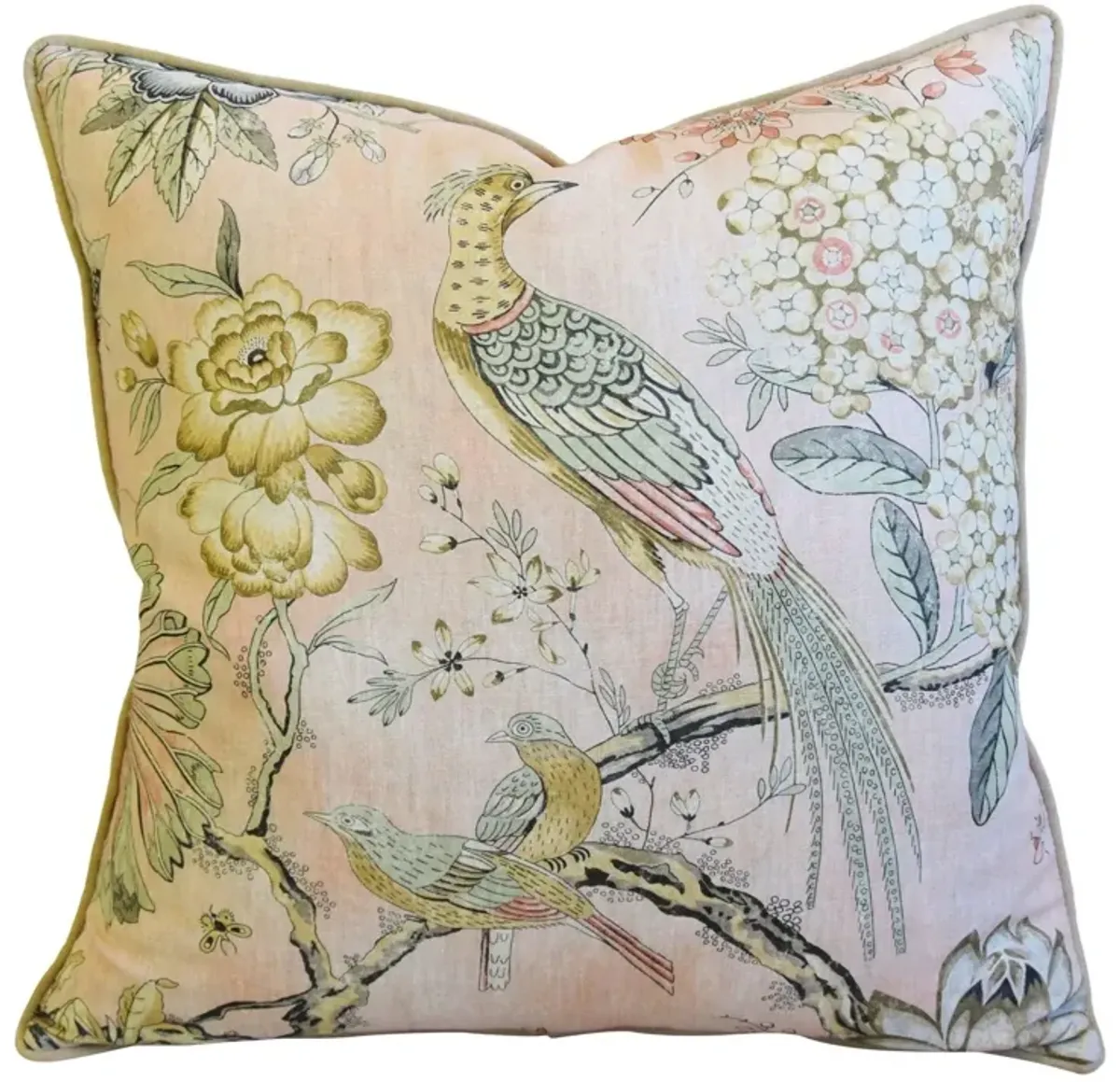 Blush Anna French Thibaut Floral Pillow