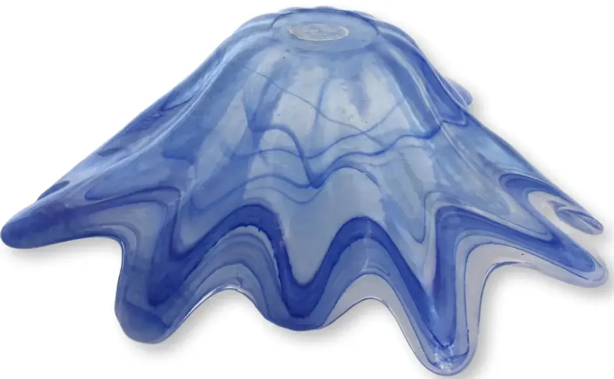 Vintage Ocean Wave Murano Glass Bowl - Handcrafted