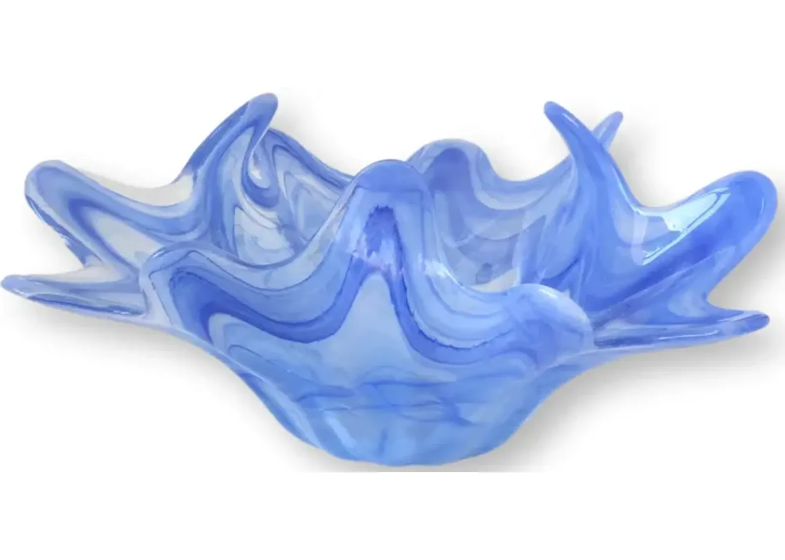 Vintage Ocean Wave Murano Glass Bowl - Handcrafted