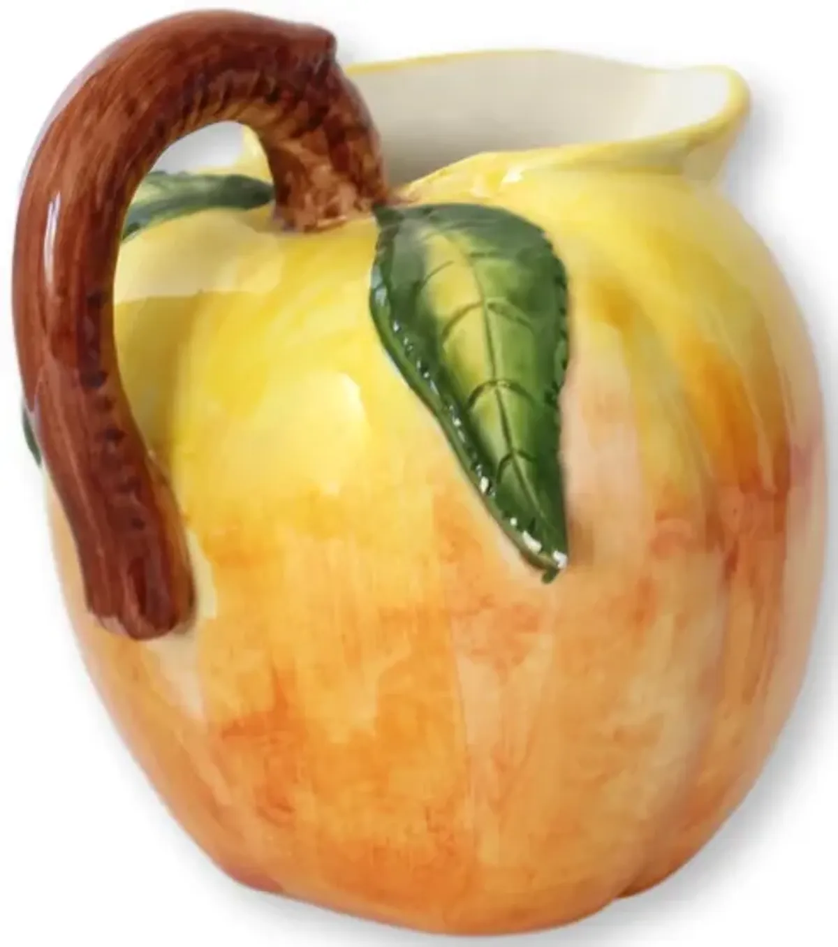 Midcentury Italian Majolica Peach Jug - Orange